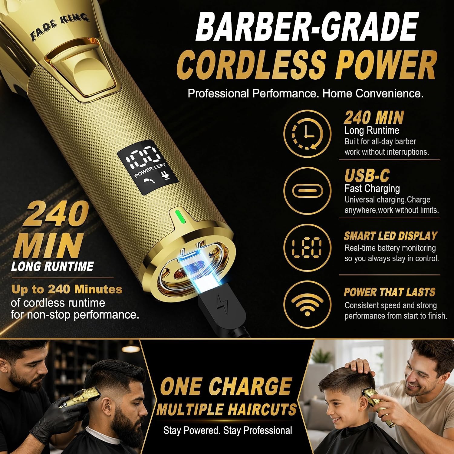 High-Speed Motor Fade Clippers & T-Blade Trimmer
