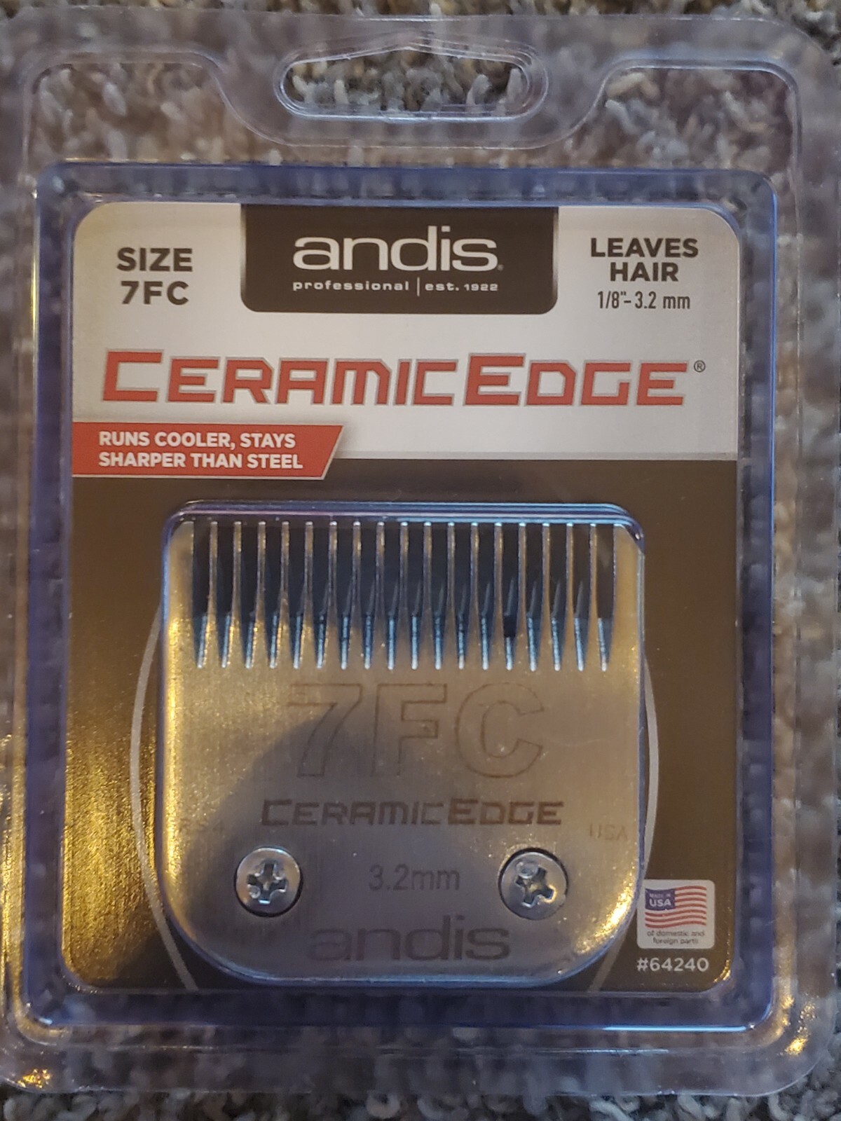 Andis (Pet) 64240 CeramicEdge Carbon-Infused Steel Pet Clipper Blade, Size-7FC,