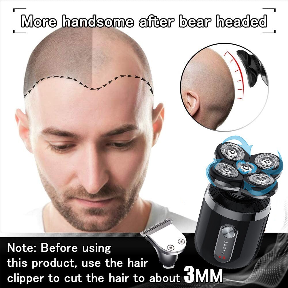 Electric Hair Remover Shavers Best Bald Head Razor Smooth Skull Cordless Wet Dry