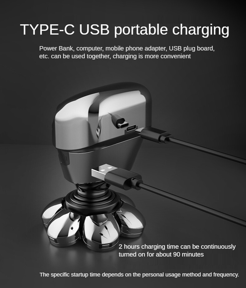 5 IN 1 7D Rotary Electric Shaver Rechargeable Bald Head Shaver Beard Trimmer Men