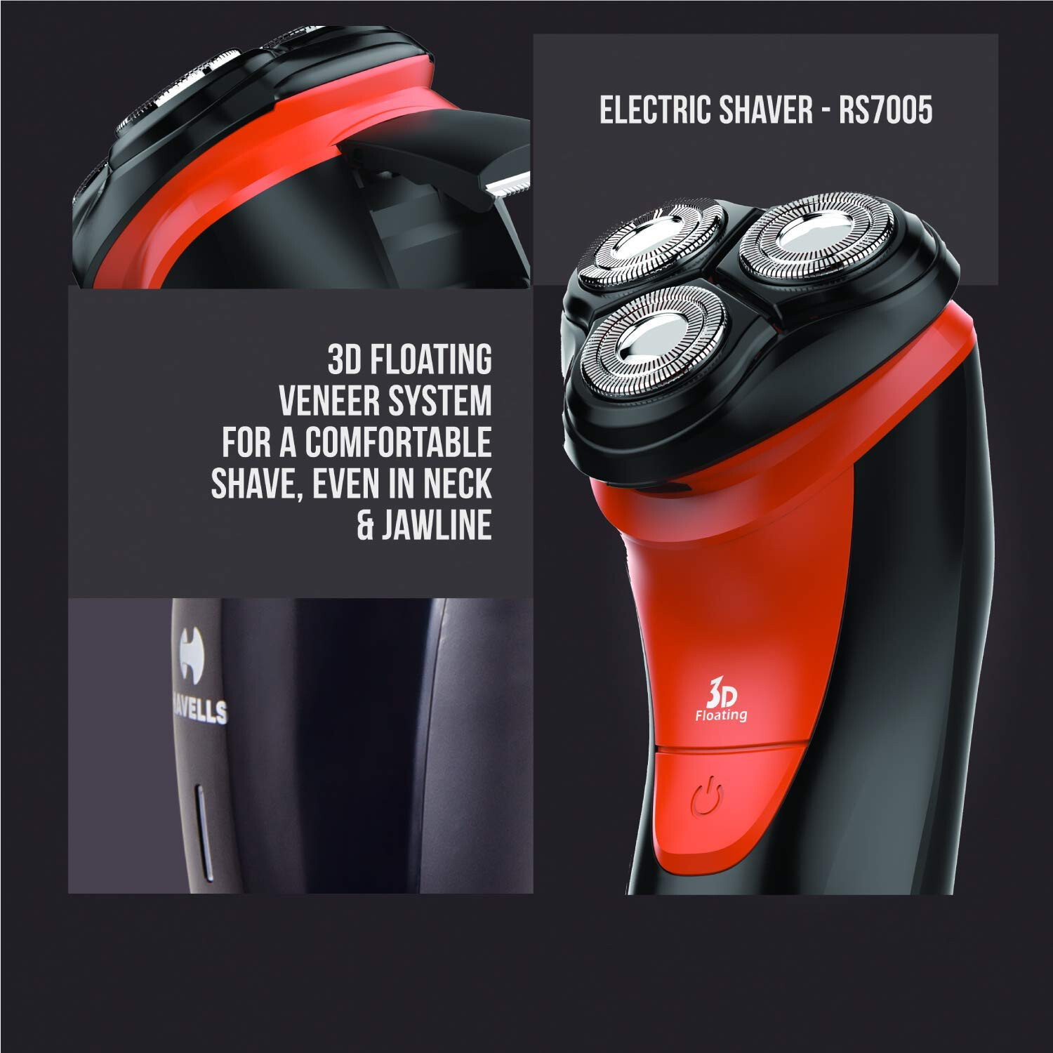 Havells RS7005-3 Pop-up Trimmerr -Black & Red,Rotary,