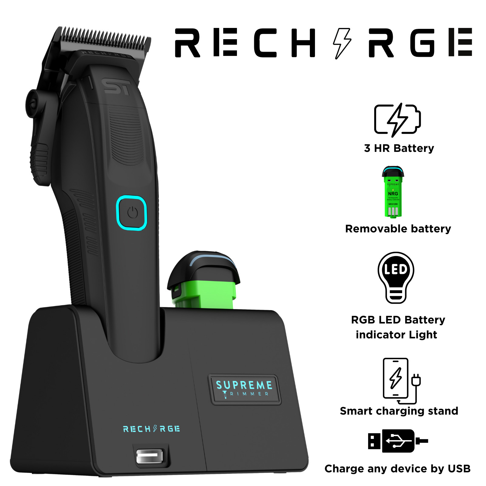 Product image Supreme Trimmer Recharge Clipper w/ DLC Taper Blade STC779 | Black
