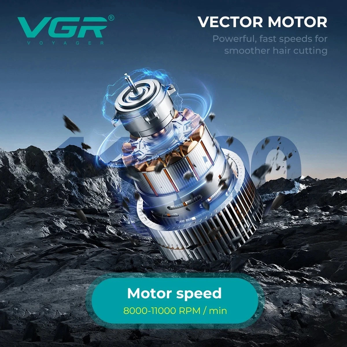 VGR V-668 Hair Clippers Professional 8000-11000 RPM Vector Motor USB Charging