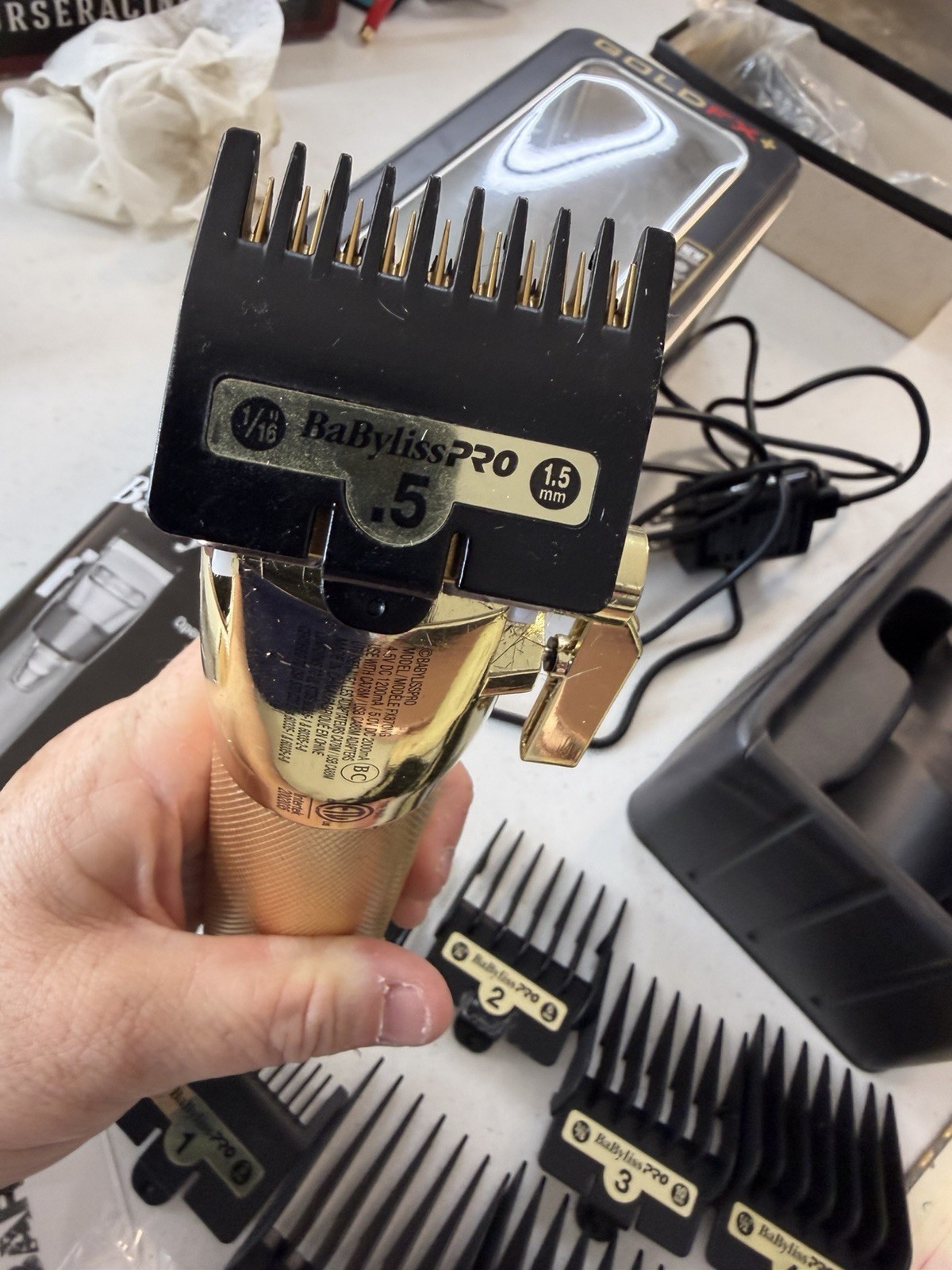 BabylissPro FX870G Cordless Lithium-Ion Adjustable Clipper – Gold – Works GREAT