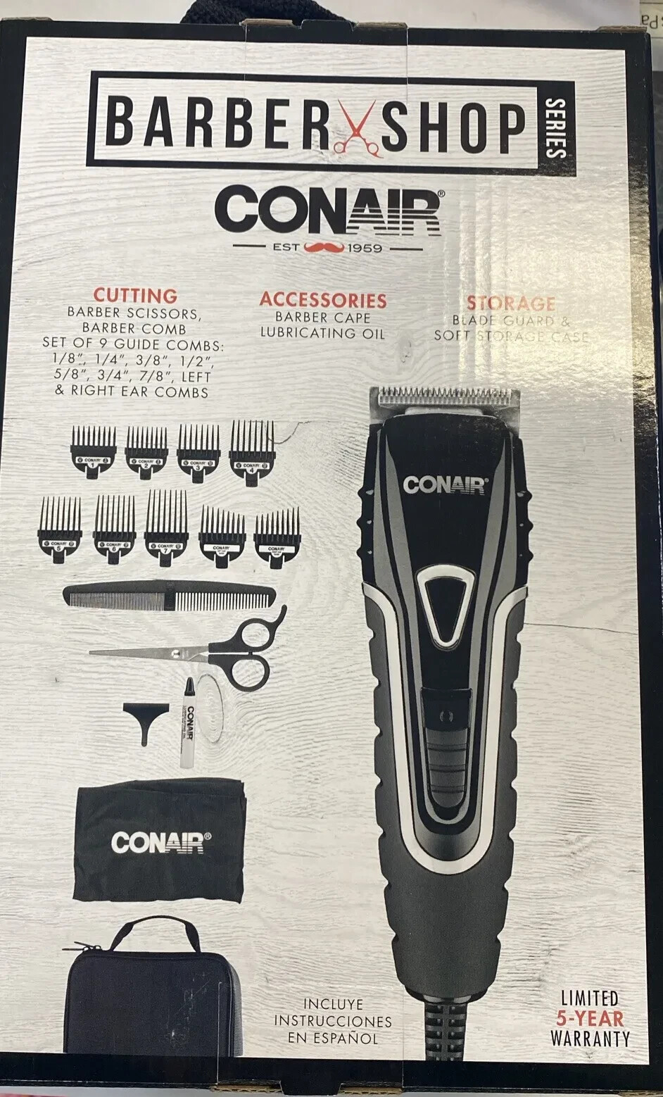 Conair Barber Hair Clippers, Barbershop No-Slip Grip 20-Piece Hair Cutting Kit