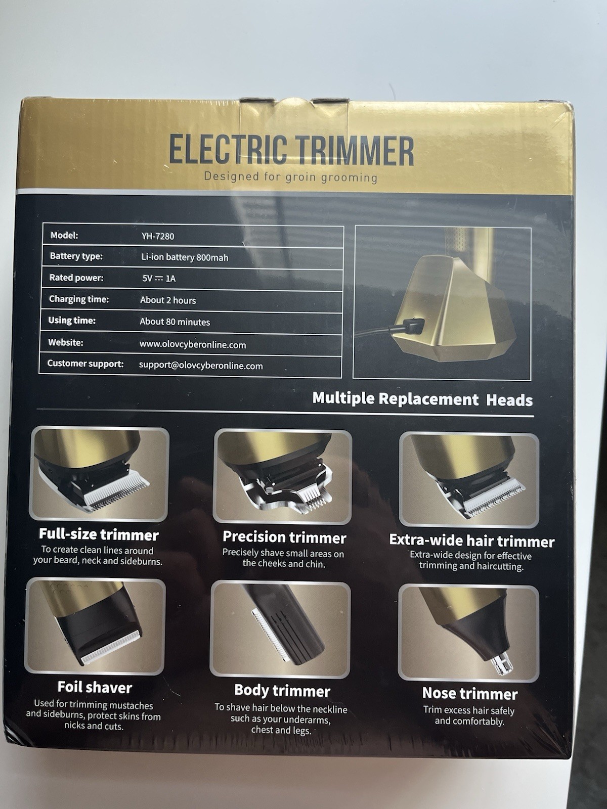 OLOV CYBER YH-7280 Electric Trimmer Waterproof USB Dock 6 Heads Gold/Black