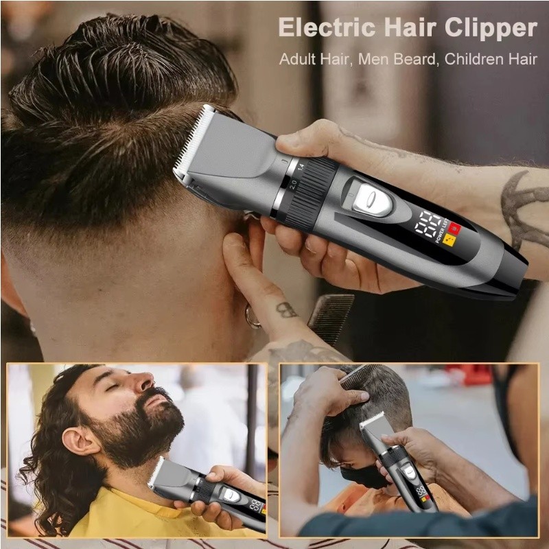 Professional Home Electric Hair Clipper Set w/Digital Display, USB Fast Charging