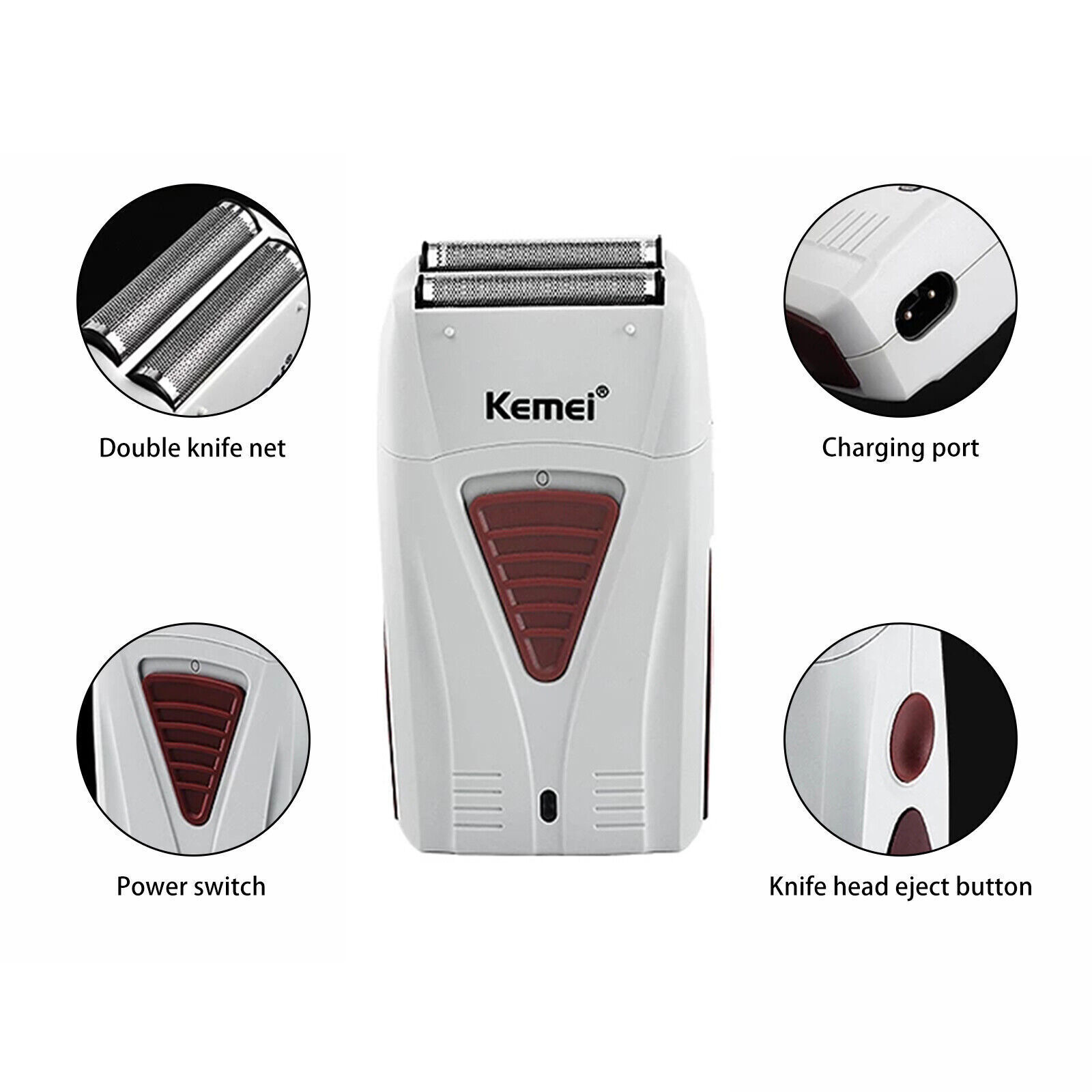 Men’s Hair Clipper Trimmer Bald Kemei Electric Head Blade Dual Foil Shaver Blade