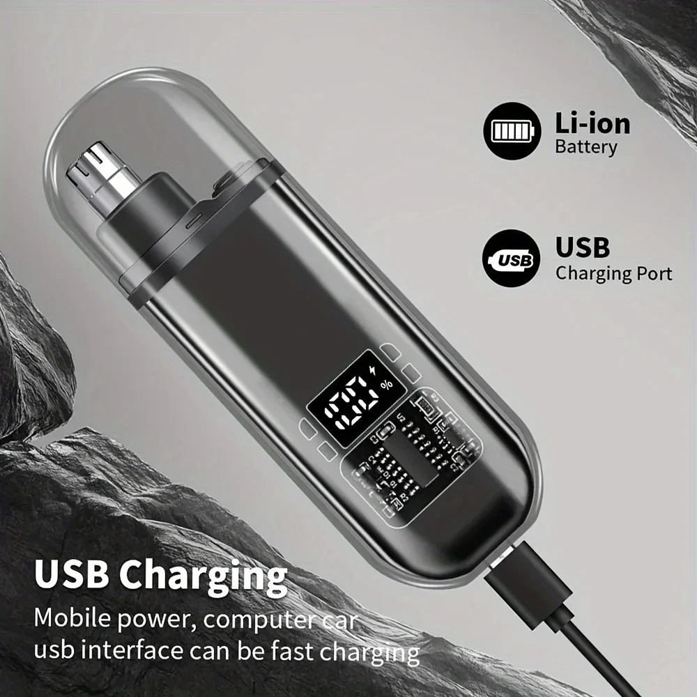 Nose Ear Hair Trimmer for Men – USB C Rechargeable Portable Fast Charge, Compact