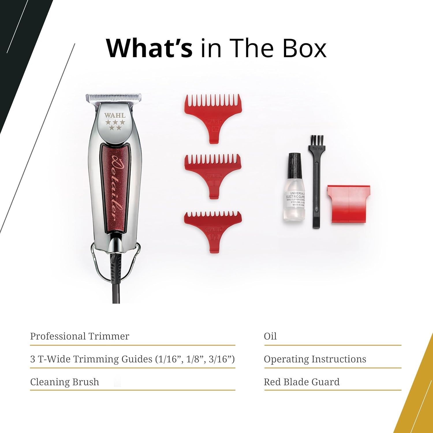 Wahl 5 Star Detailer Trimmer, Burgundy, Adjustable T-Blade, Corded, Rotary Motor