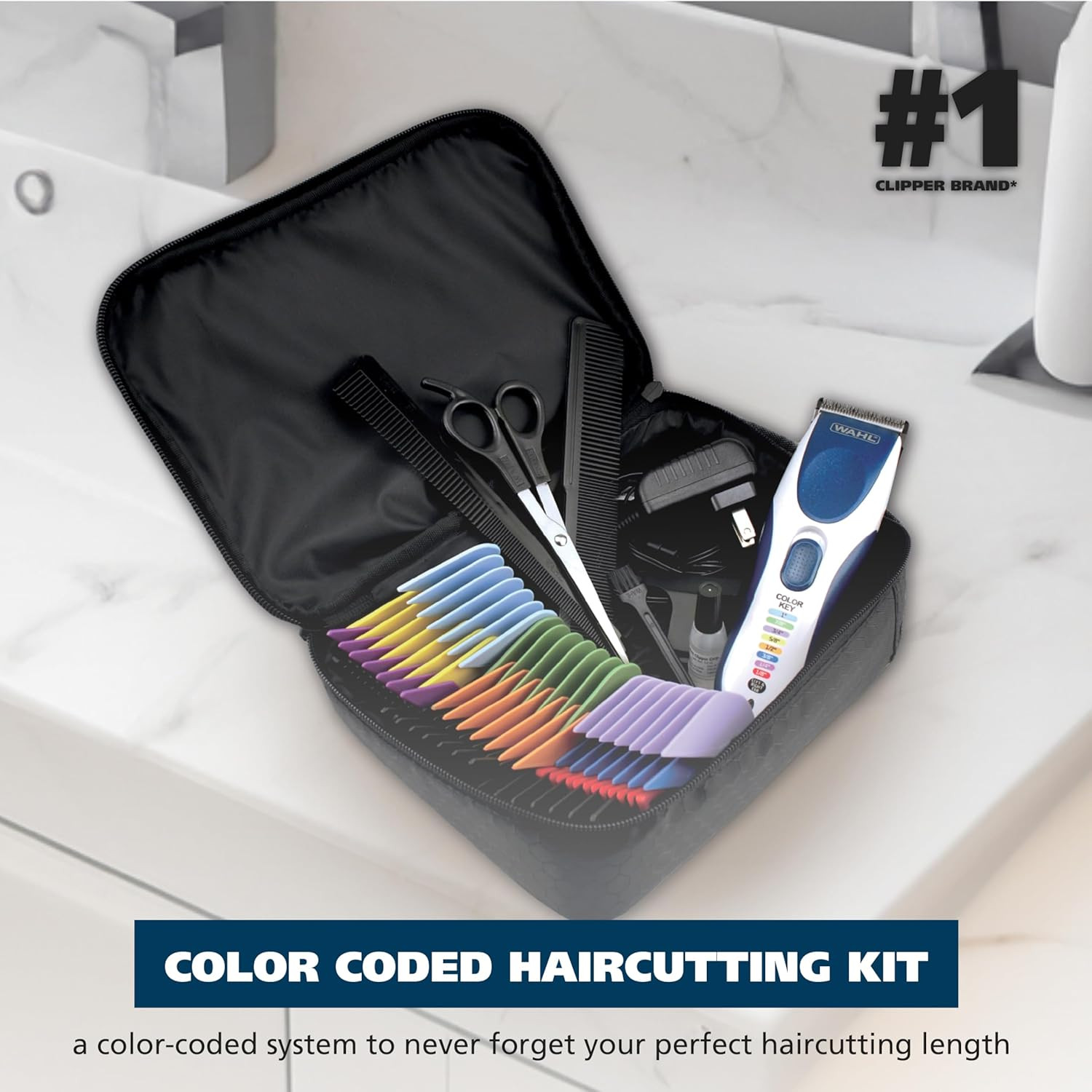 Color Pro Cordless Rechargeable Hair Clipper & Trimmer, Color Guards | Cordless