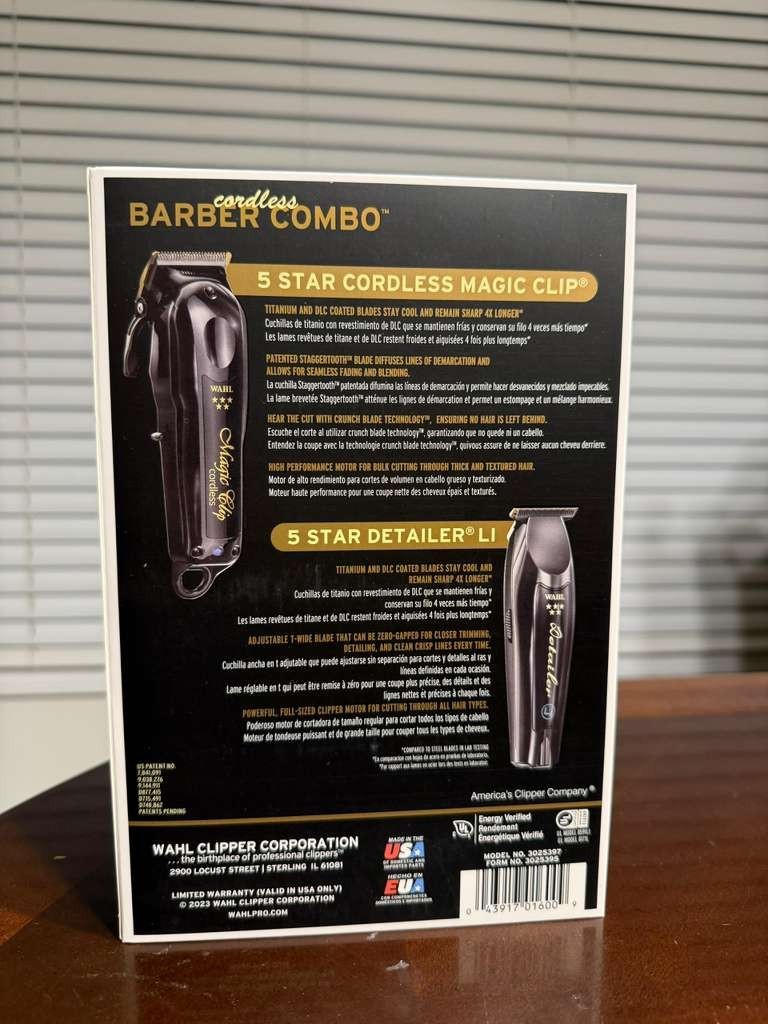 Wahl Cordless Barber Combo Clipper/Detailer Trimmer – Black (3025397) New In Box