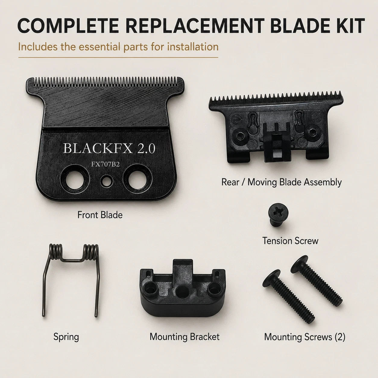 FX707Z Replacement Blades Fits for BaBylissPRO Trimmers FX787 FX726 Series Black