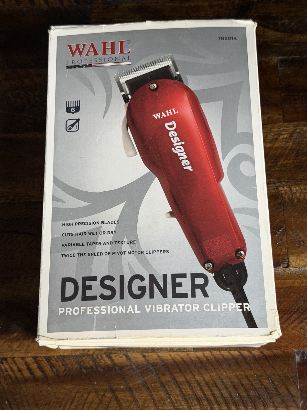 Wahl Professional Designer Corded Hair Clipper With Adjustable Level. Color Red
