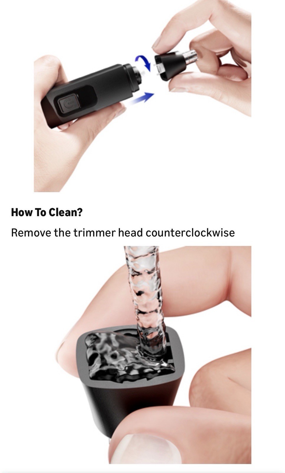 New Professional Painless USB Rechargeable Rotating Hair Trimmer for Ears & Nose