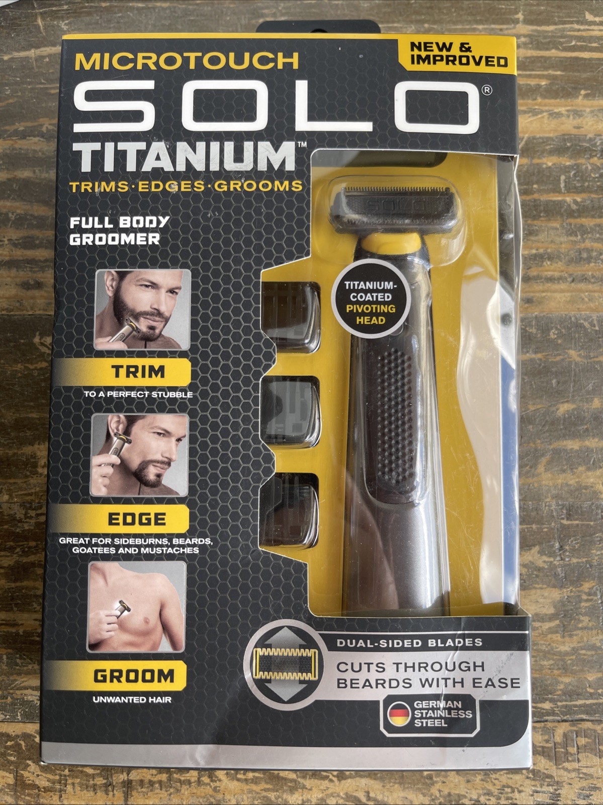 Micro Touch Solo Titanium Grooming Trimmer for Men – Black -Brand New Damage Box