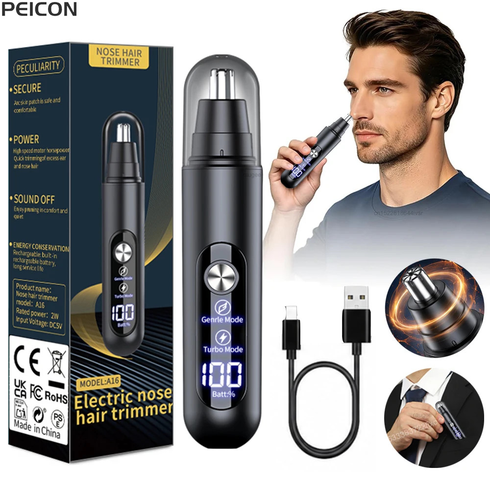 Ear and Nose Hair Trimmer with LED indicator USB Rechargeable Water Resistant