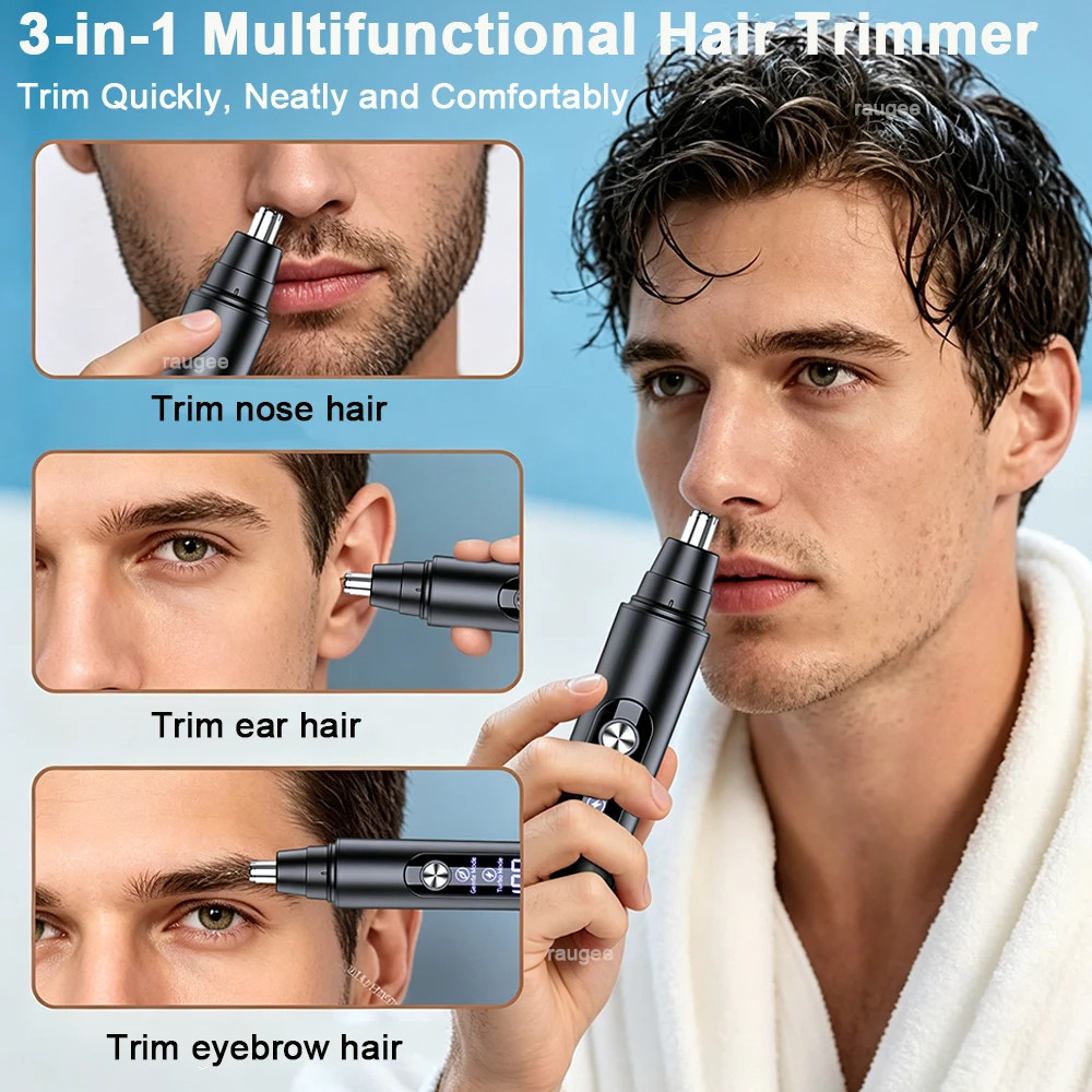 Ear and Nose Hair Trimmer with LED indicator USB Rechargeable Water Resistant
