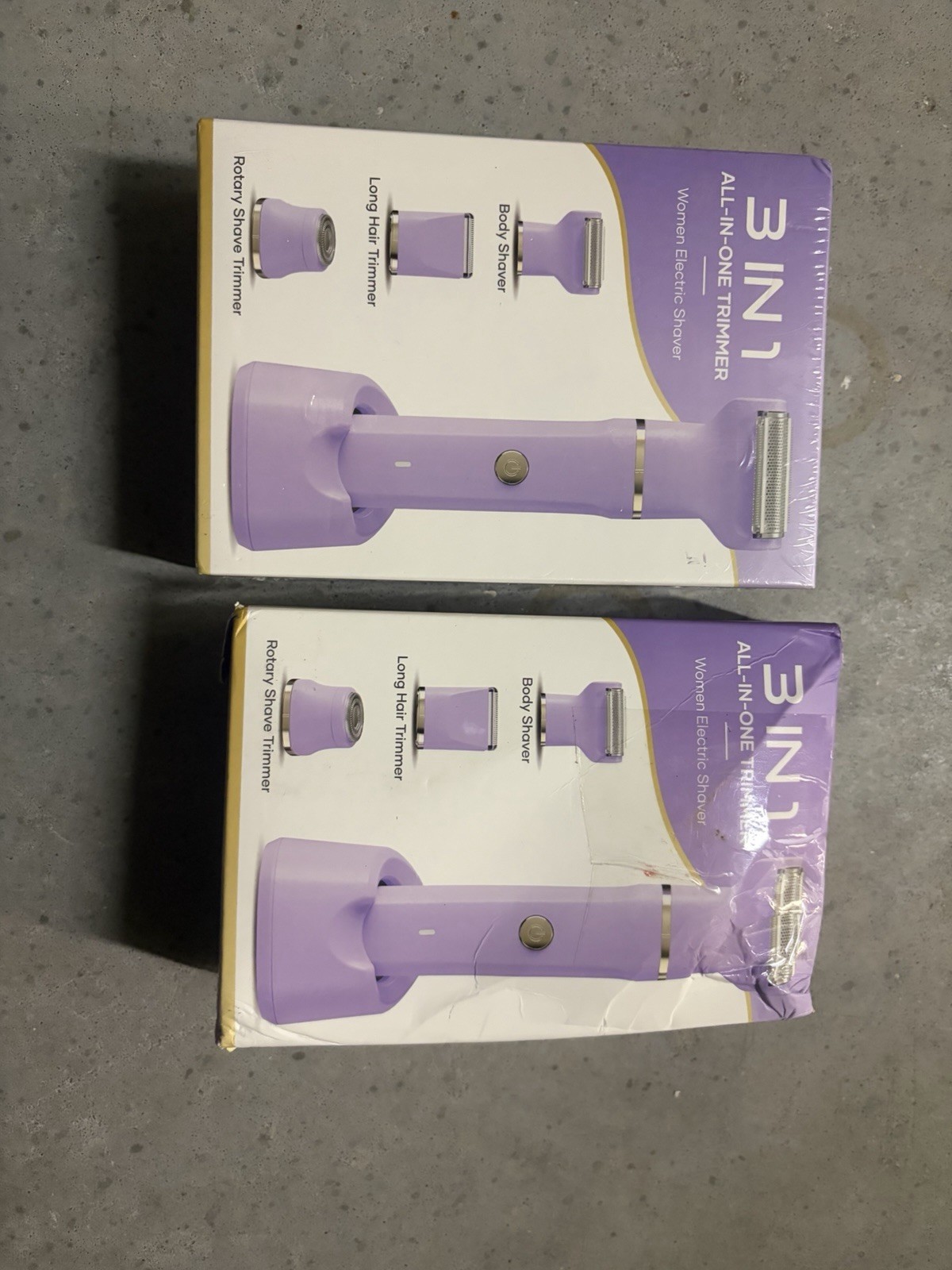 3-Head All-In-One Bikini Body Trimmer for Women Purple Waterproof Rechargeable