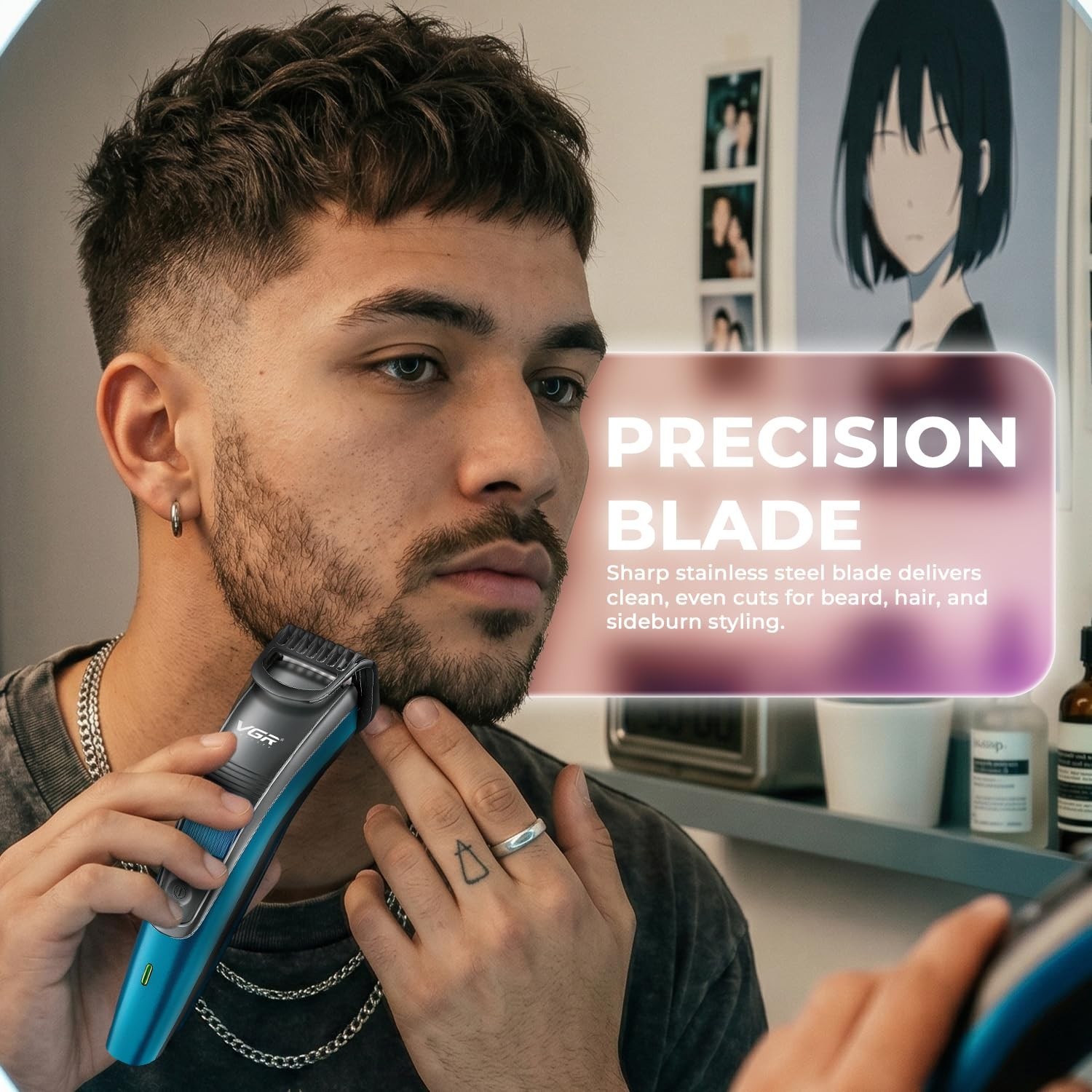 VGR V-052 Beard Trimmer for Men,VGR V-052,Blue