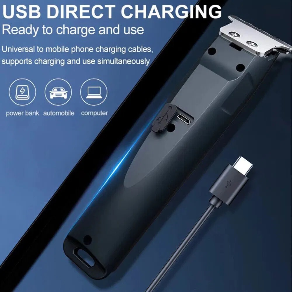 USB Rechargeable Cordless Hair Clipper Trimmer, Men, Black, 1.5-4mm Guards
