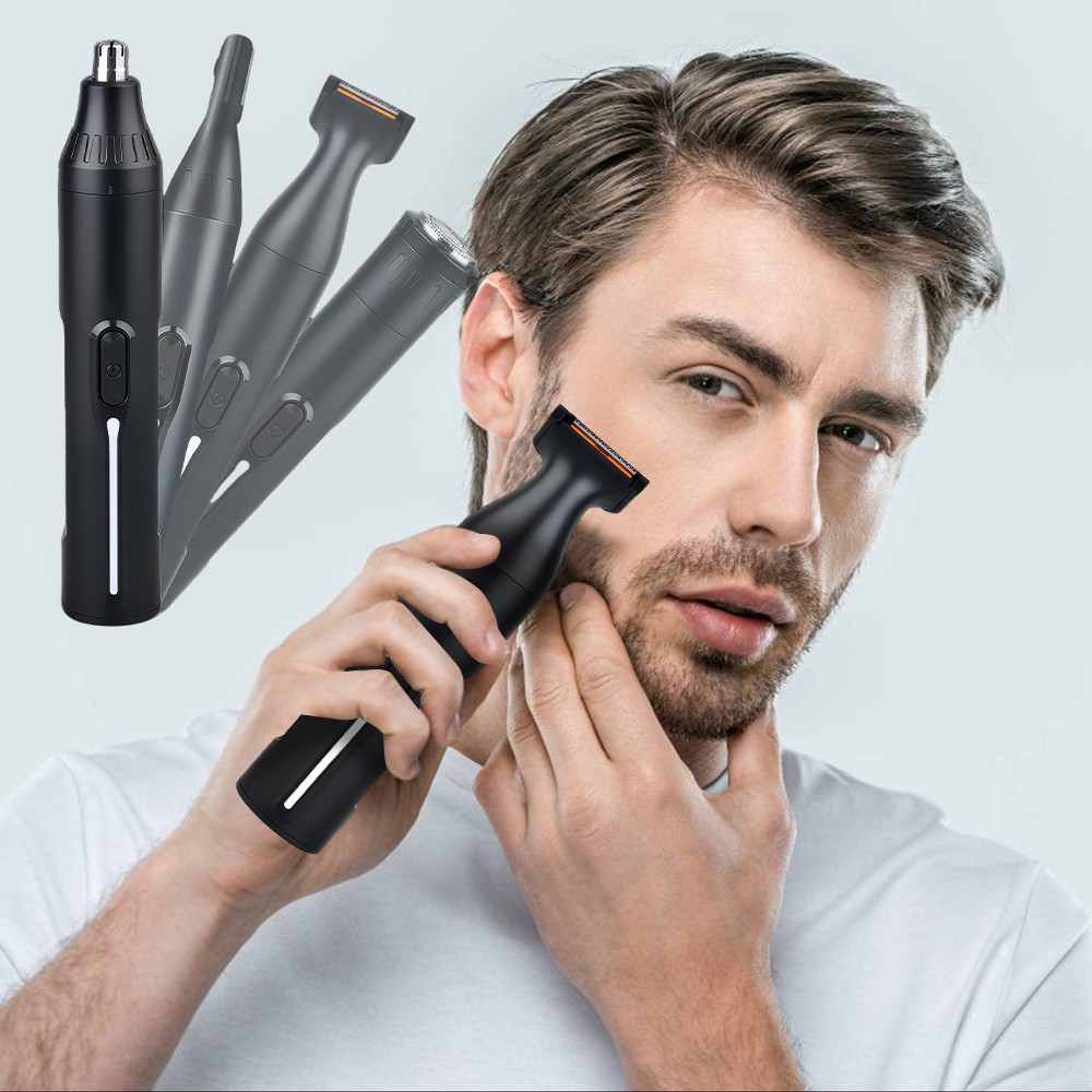 4in1 Electric Nose Ear Hair Trimmer Face Eyebrow Mustache Beard Shaver Clipper