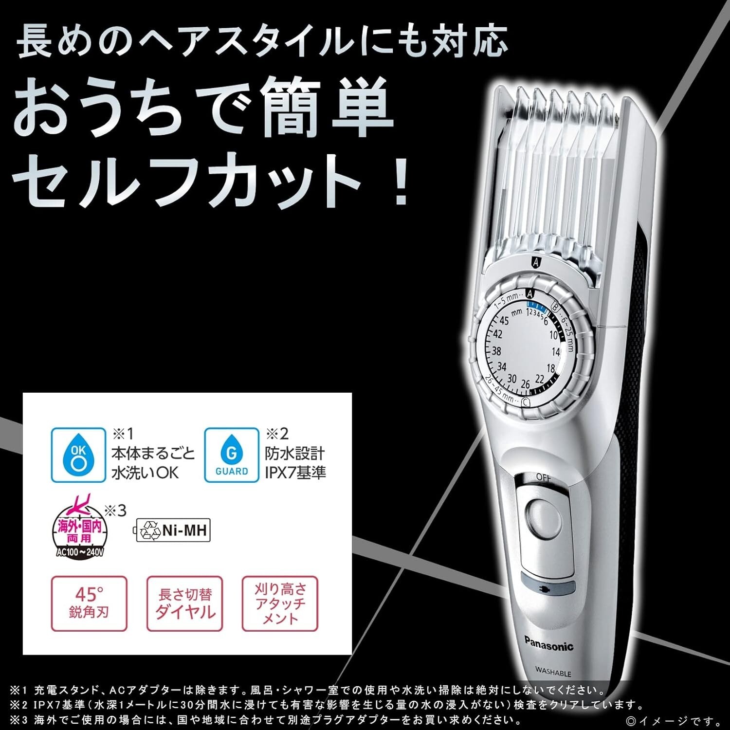 Panasonic ER-GC74-S Men’s gray silver hair cutter for short hair