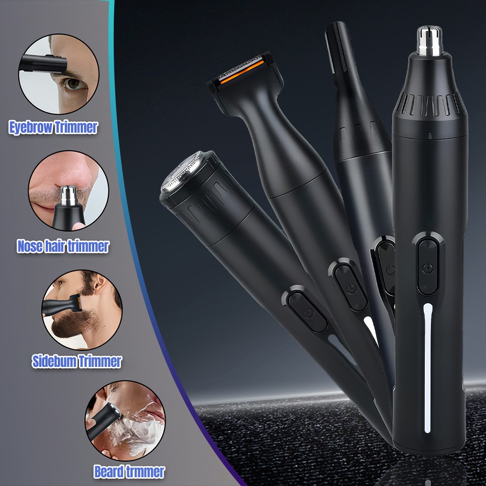 4in1 Electric Nose Ear Hair Trimmer Face Eyebrow Mustache Beard Shaver Clipper