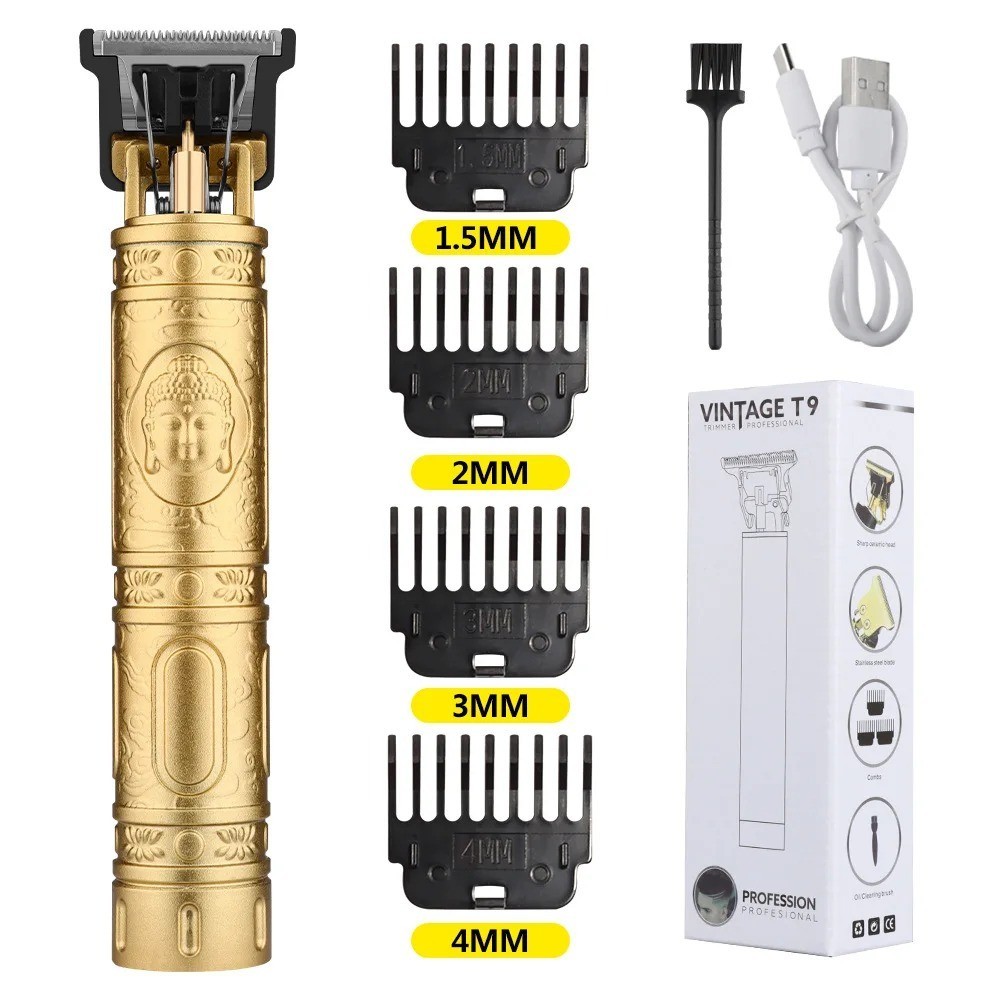 Professional T9 Vintage Hair Trimmer Zero Gapped Cordless Clipper Shaver Men