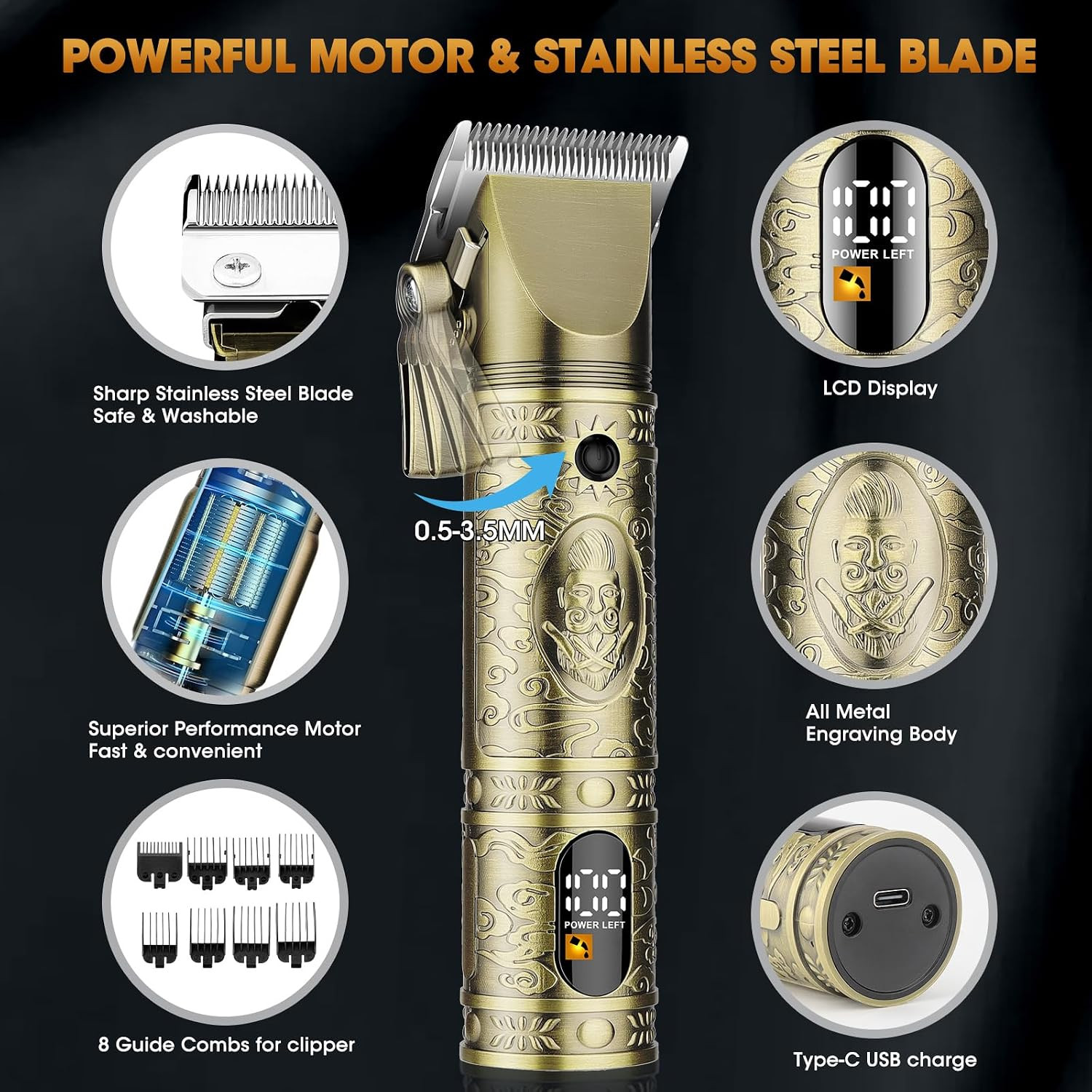 3-in-1 Professional Hair Clippers & Trimmer Set for Men
