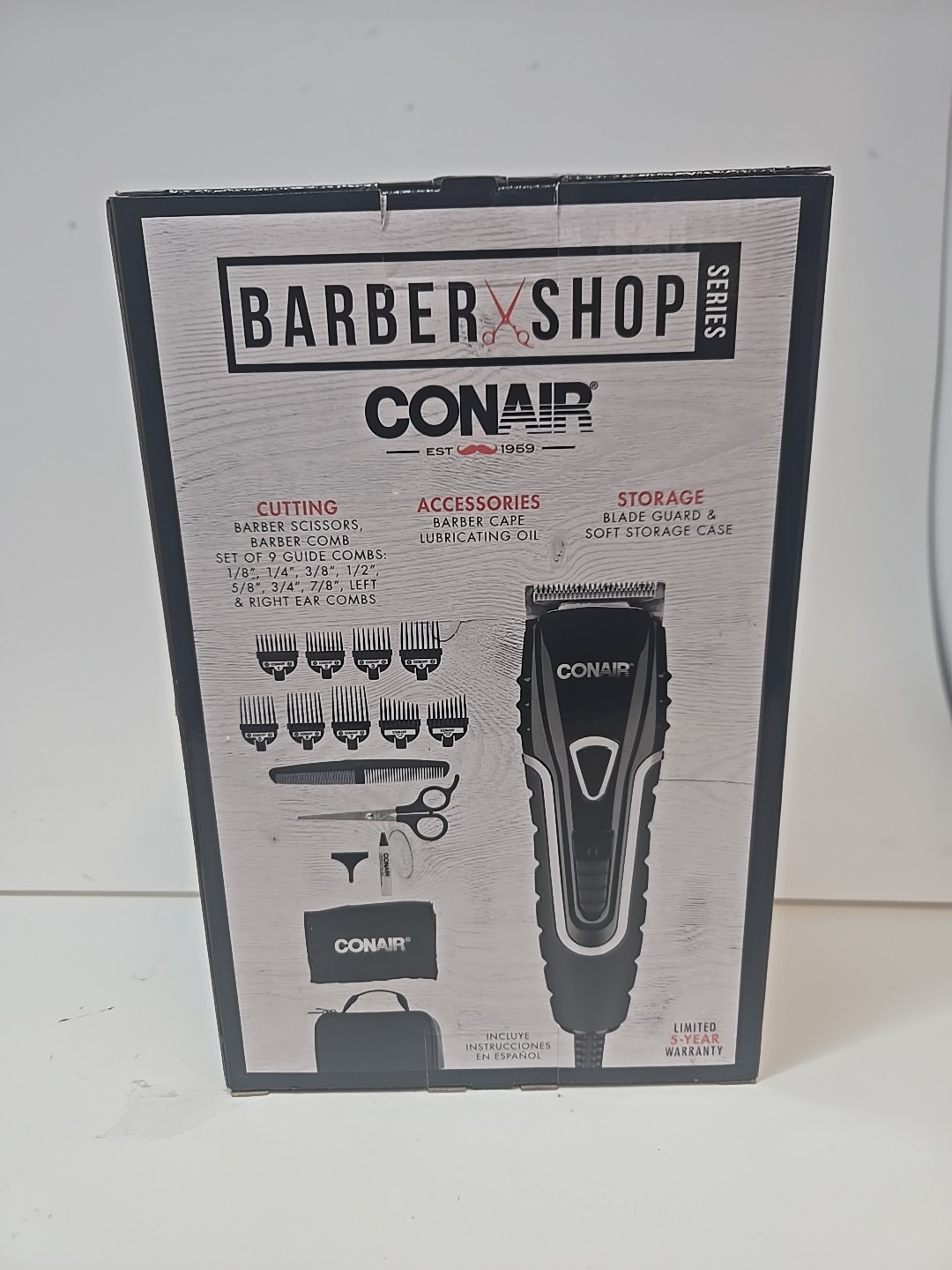 Conair Barber Hair Clippers Barbershop Series No-Slip Grip Home Haircut Kit, NEW