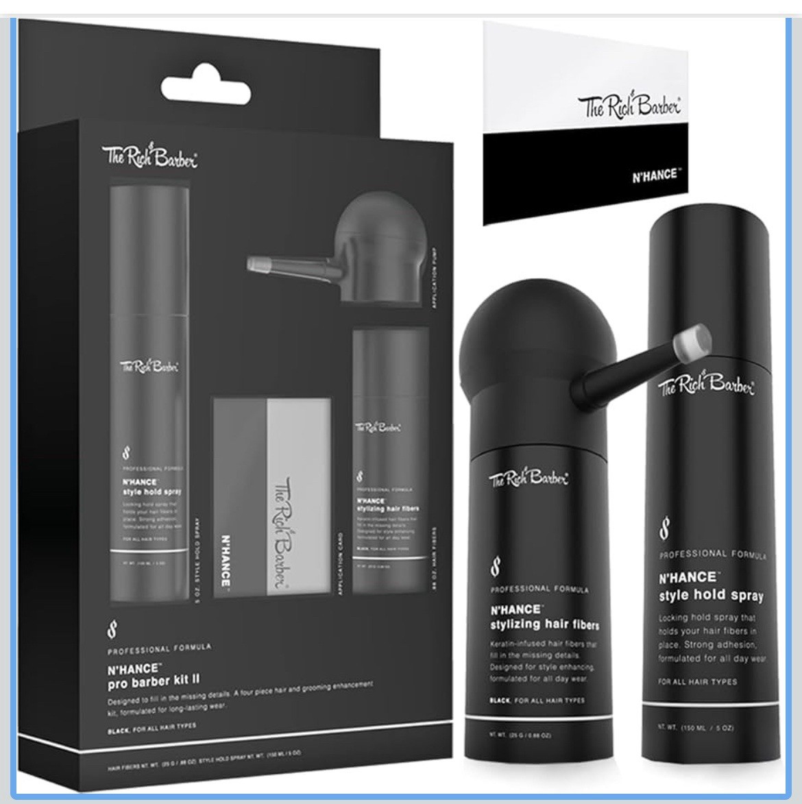 N’Hance Pro Barber Kit I Professional 3-in-1 HairBeard Styling Set Black Color