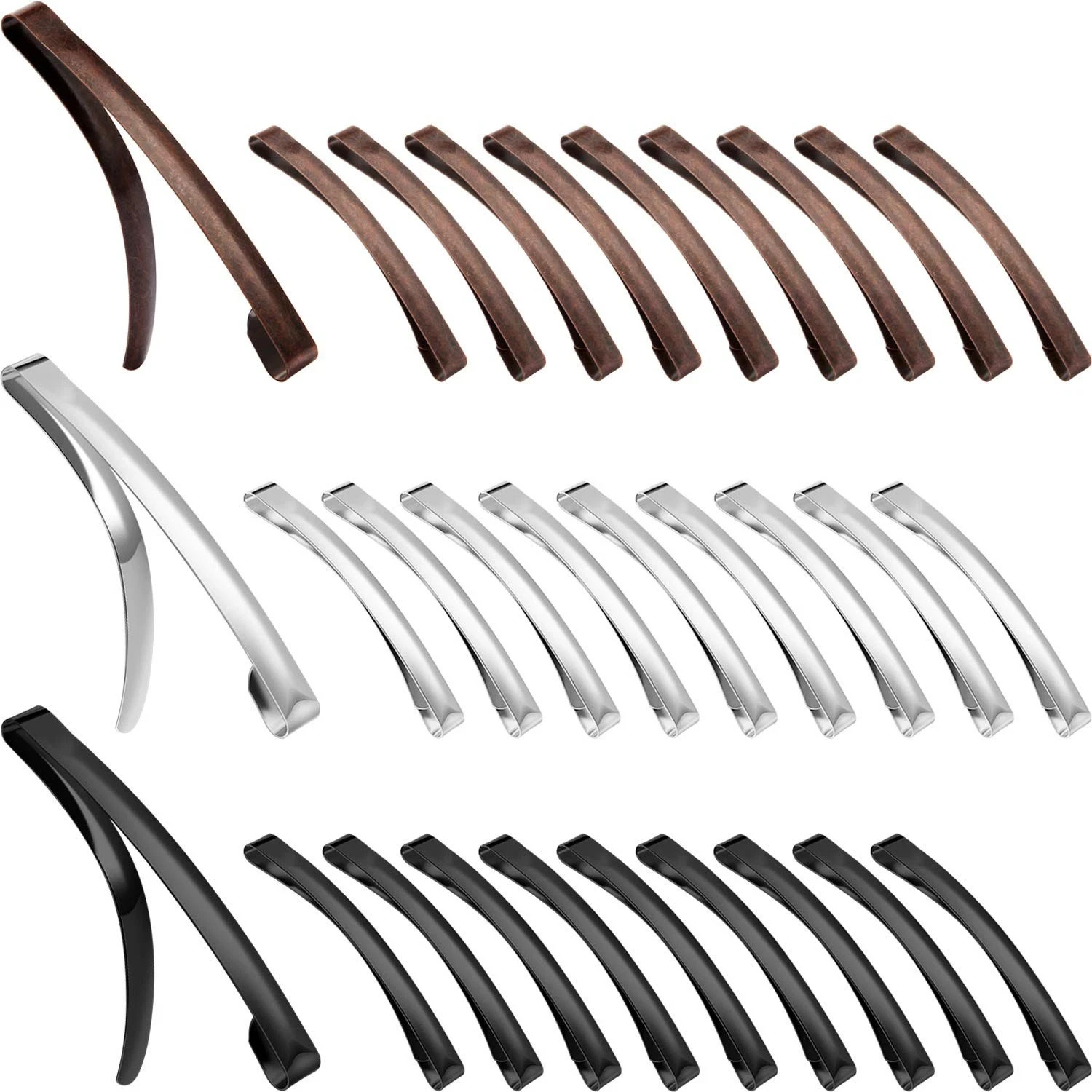 Hotop 30 Pieces Open Center Metal 30 Count (Pack of 1), Black, Silver, Brown