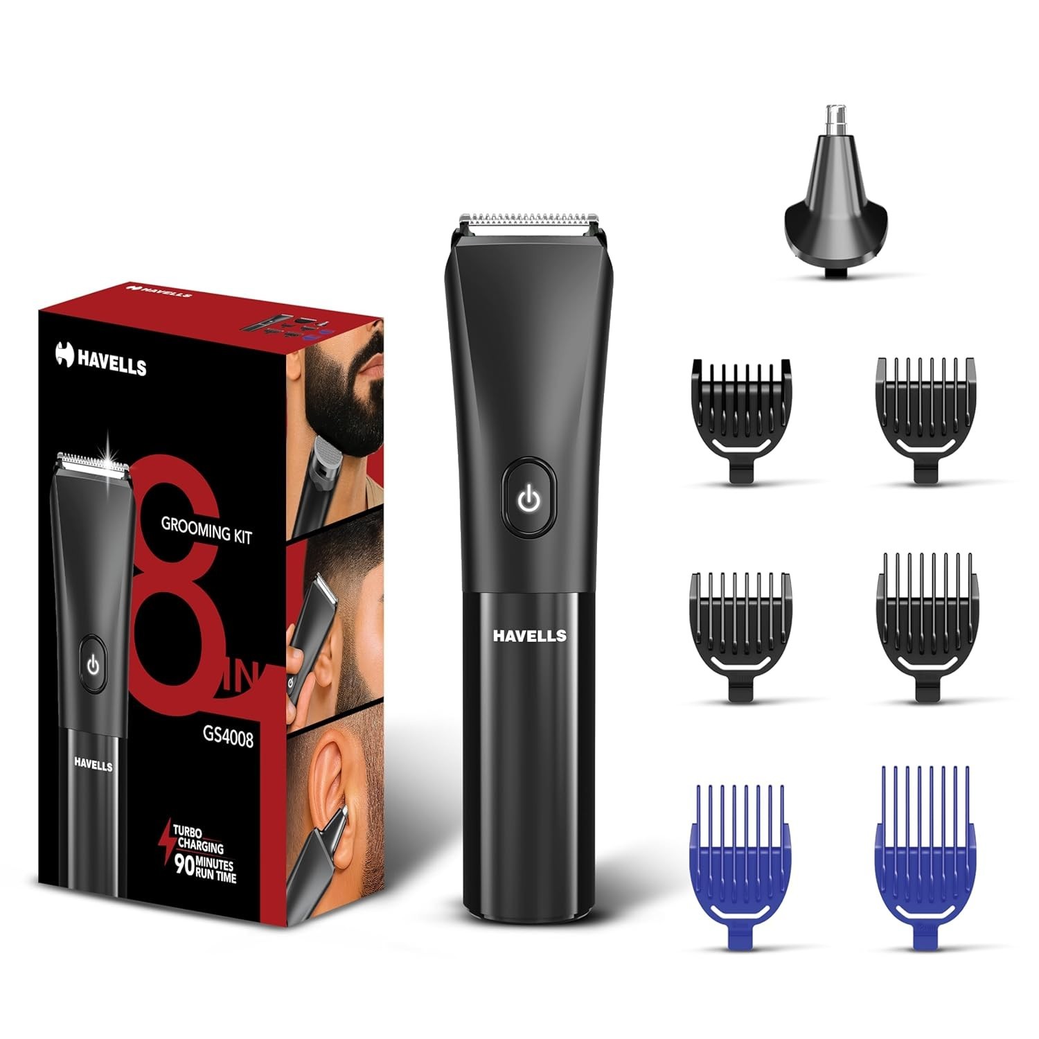 Havells 8 in 1 Grooming Kit 2-in-1 Special Blade Nose & Ear Attachment GS4008