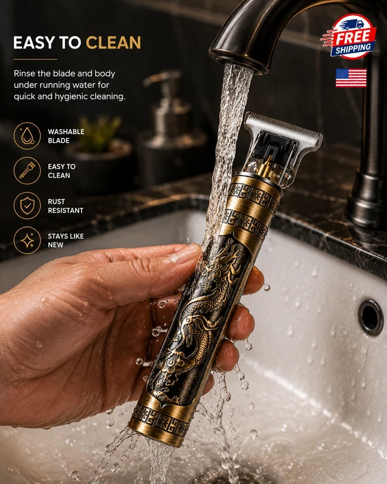 Vintage T9 Hair Trimmer Dragon Beard Clippers Cordless USB Rechargeable Men