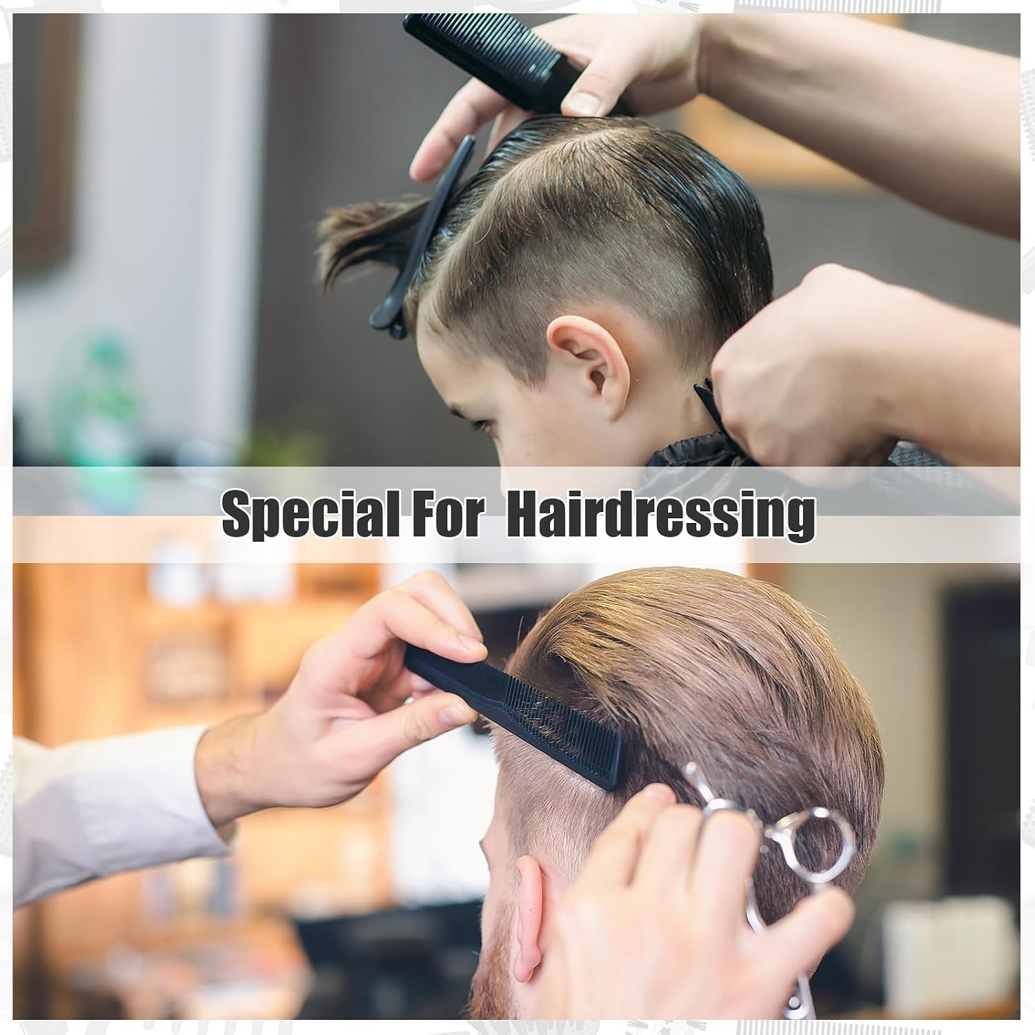 Black 10 in 1 Hair Cutting Barber Cape with Neck Duster Brush and Strips