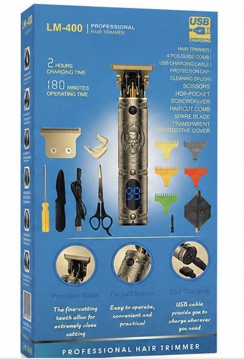 Men’s Professional Haircut Kit Model LM-400 USB Rechargeable Gold/Black