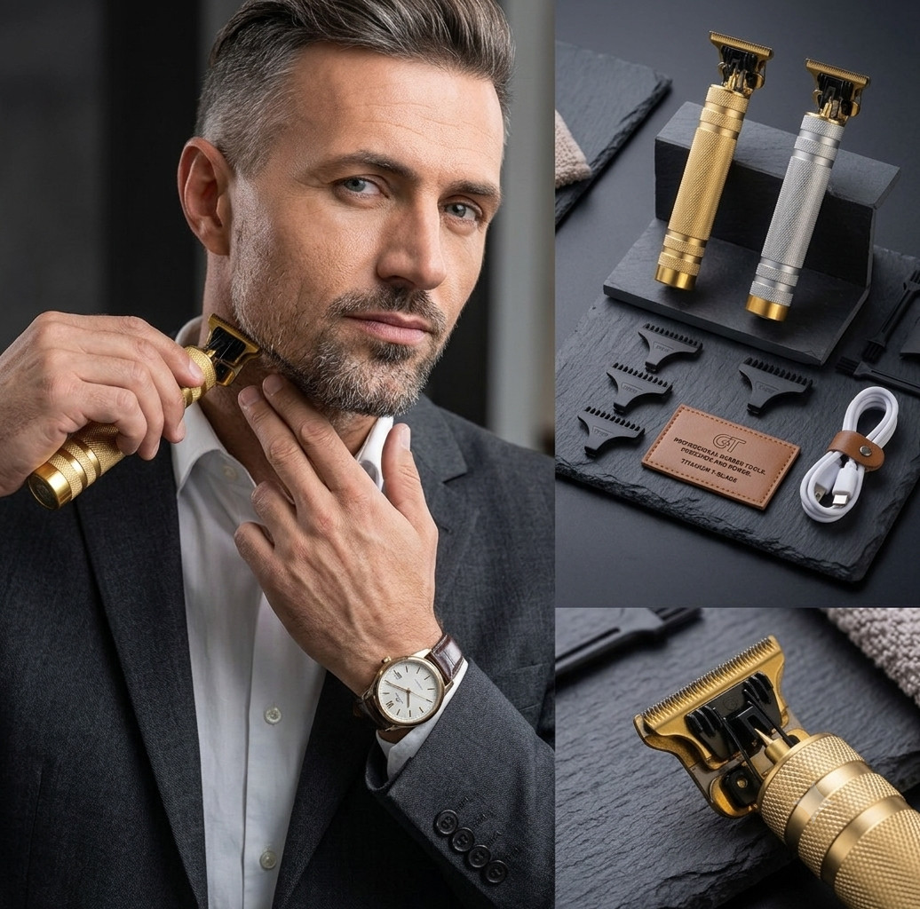 Vintage T9 Barbeador Gold Silver Beard Hair Trimmer Cutter Machine for Men