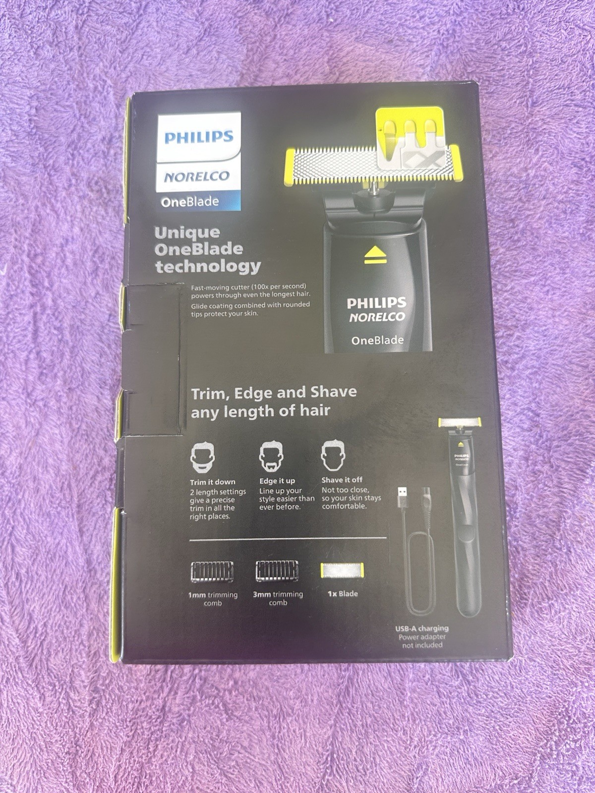 Philips Norelco OneBlade Face Trimmer Cordless USB Rechargeable 1mm/3mm