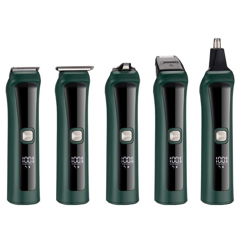 6-in-1 Cordless Hair Trimmer with LED Display, Quiet Clippers for Men, Washable