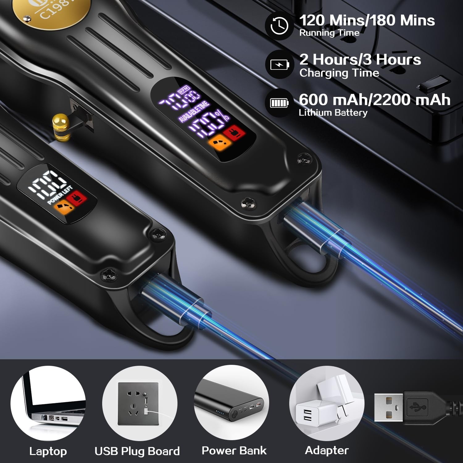 Cordless Hair Clippers & Trimmers Set | Professional Haircut Kit, USB Rechargeab