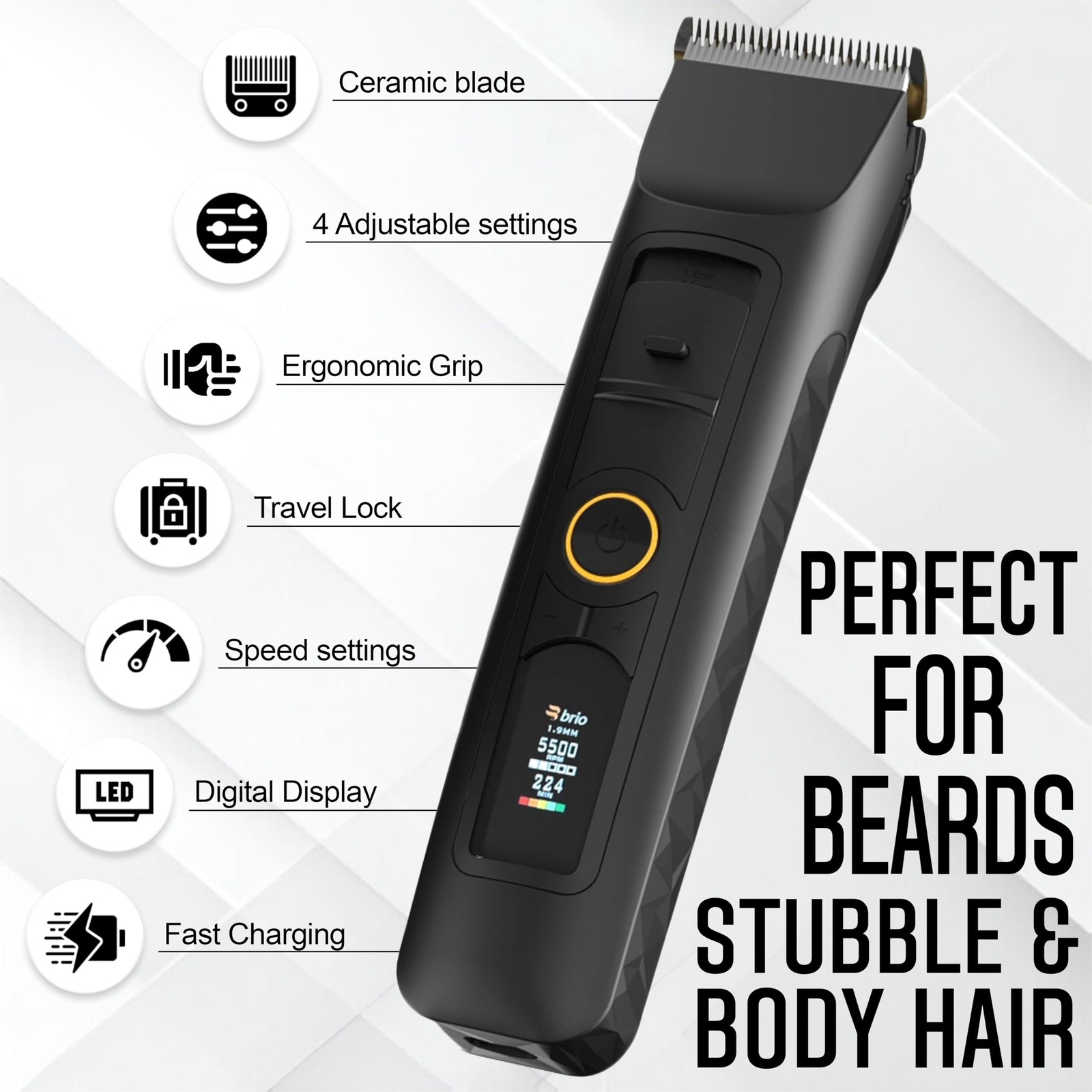 Brio Beardscape V2 Beard Trimmer for Men Professional with Low Friction Ceram…