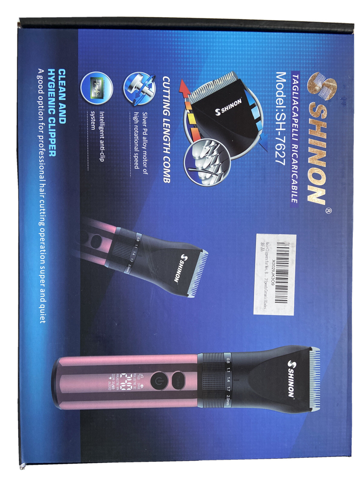 shinon hair clipper/trimmer SH-7627 Professional cordless rechargeable unisex