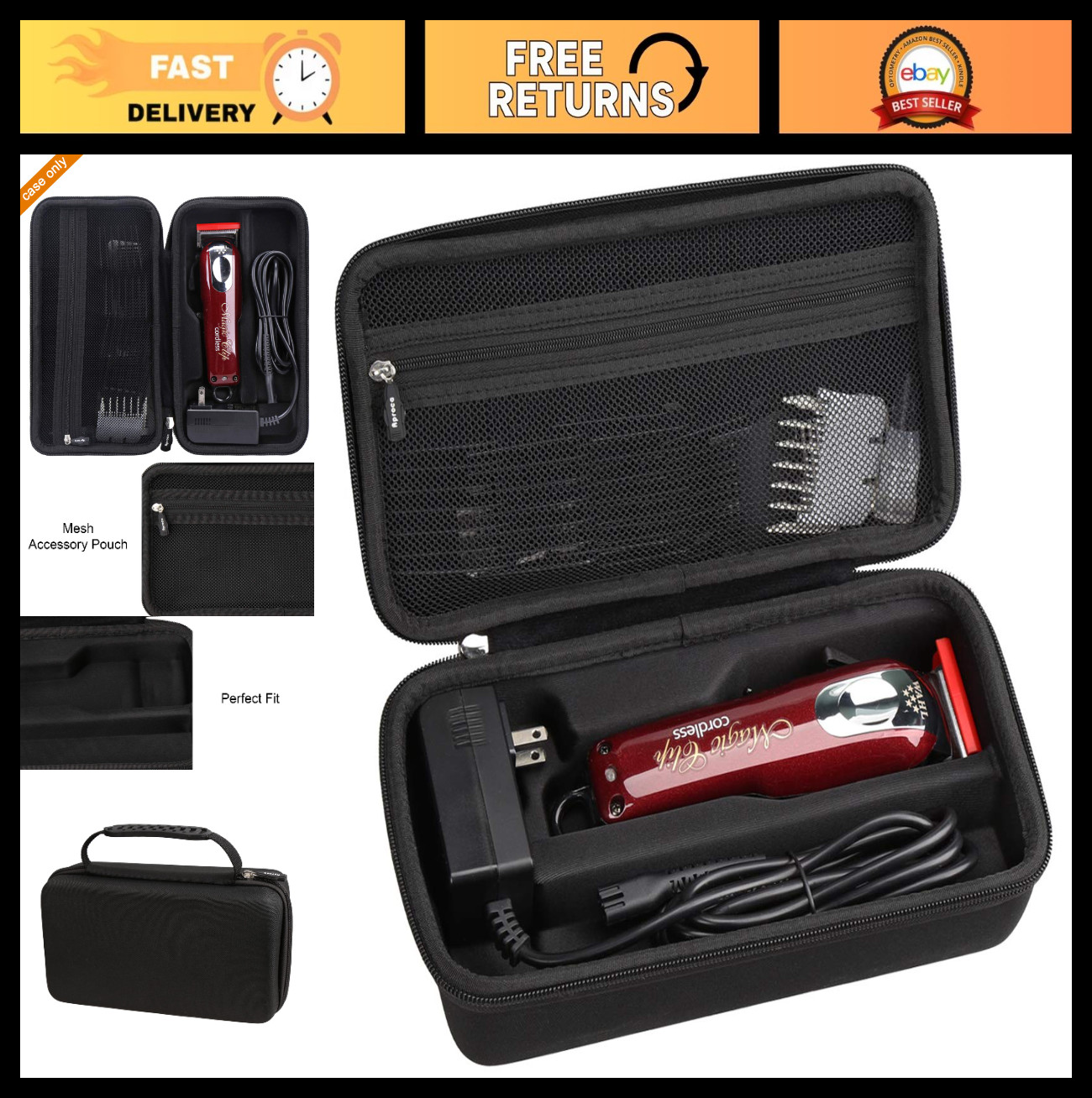 Portable Storage Case for Wahl Magic Clip Cordless Hair Clipper & Accessories –