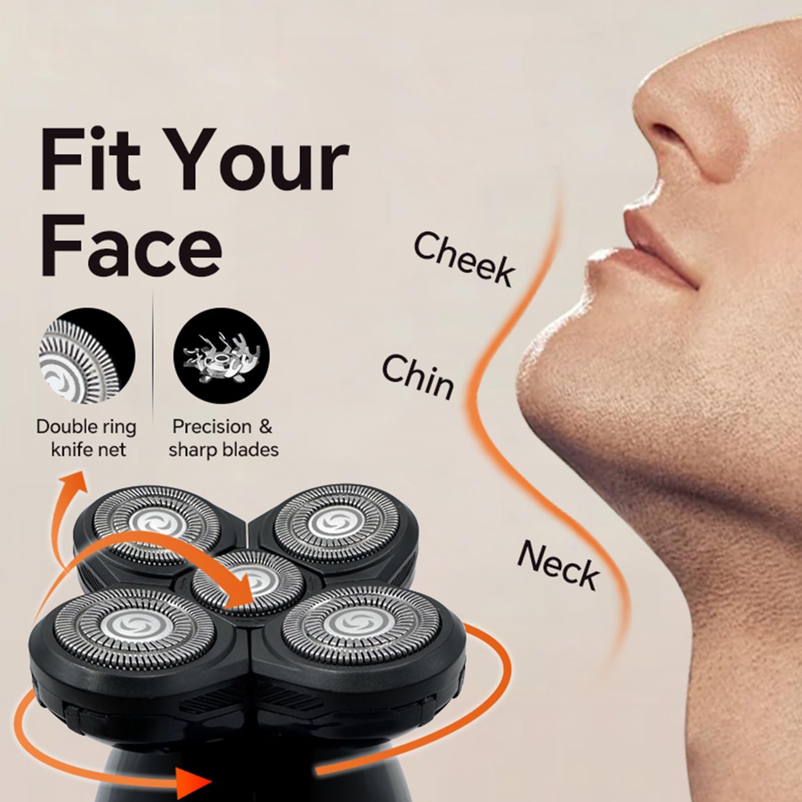Head Shaver for Bald Men – Electric Rotary Razor Rechargeable – Waterproof 5D…