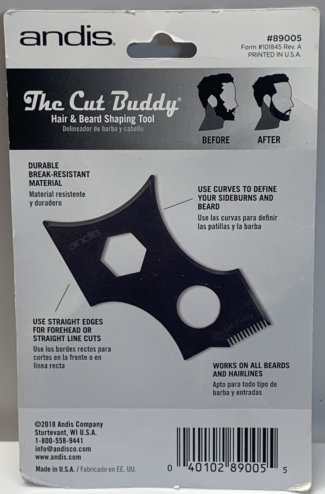 Andis- The Cut Buddy | Hair & Beard Shaping Grooming Tool, #89005 Great Gift
