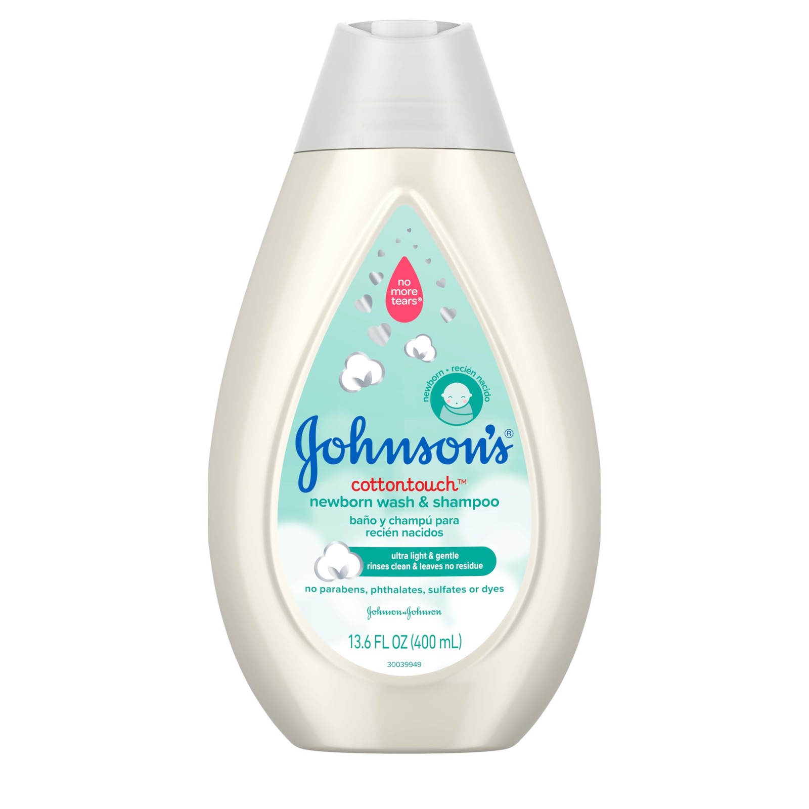 Johnson’s CottonTouch Newborn Baby Body Wash & 13.6 Fl Oz (Pack of 1), White