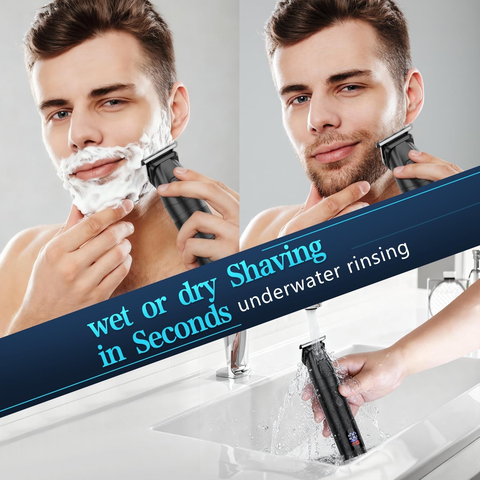 All-in-One Waterproof Beard & Body Trimmer for Men, Grooming Kit, Hair Clippers