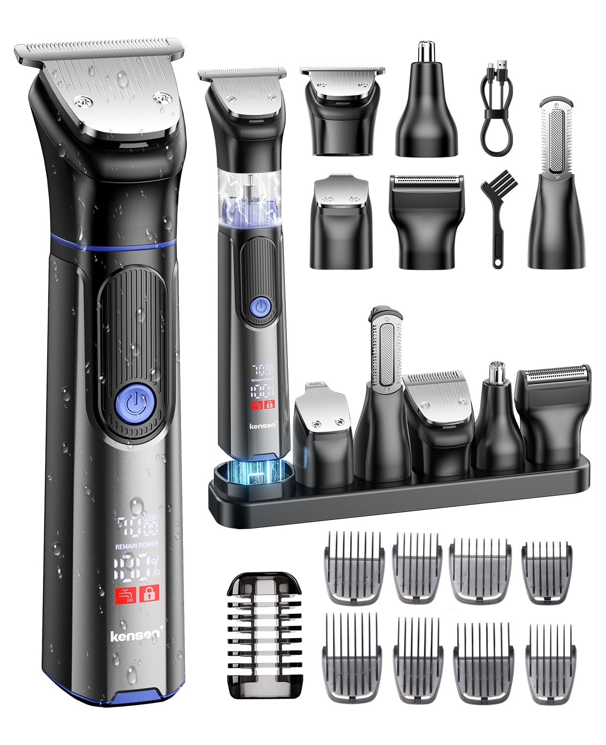 Kensen 6-in-1 Men’s Body Hair Trimmer Groomer Kit Waterproof Charging Base