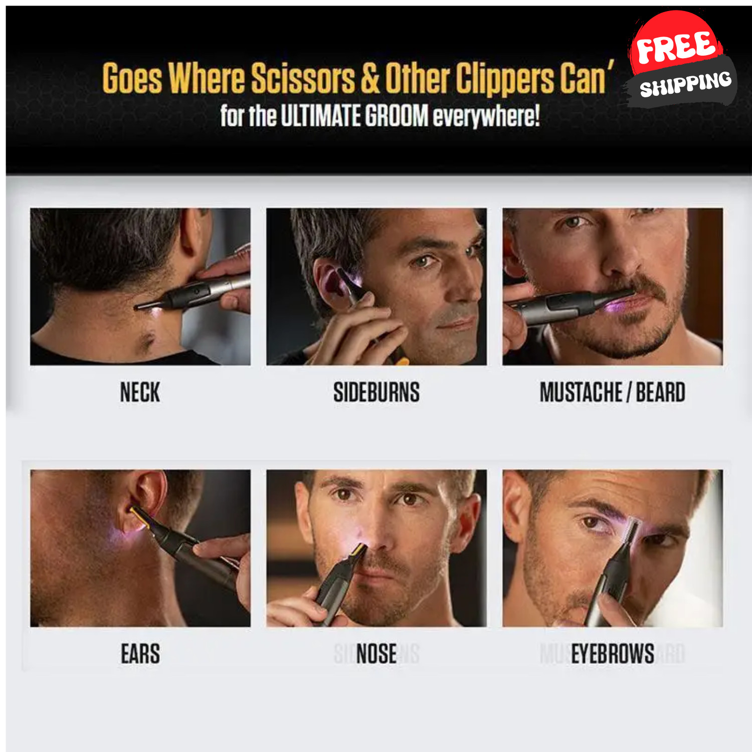 Men Electric Ear Beard Nose Hair Trimmer Eyebrow Mustache Remover Shaver Clipper